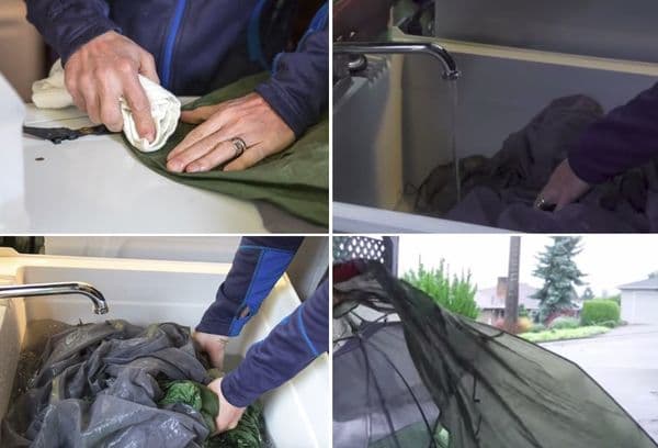 Manuell rengjøring av telt