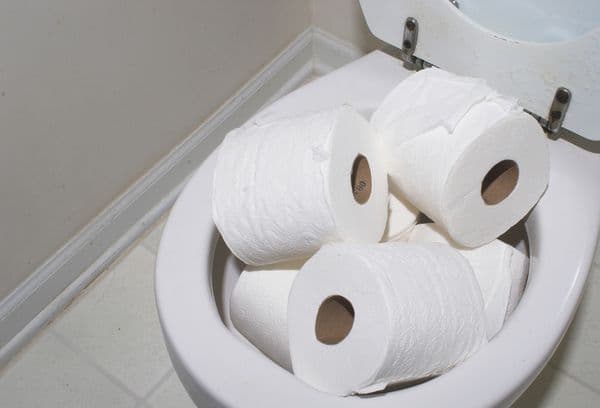 Cuộn giấy vệ sinh trong nhà vệ sinh