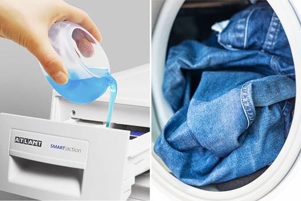 Jeans de lavagem com ar condicionado
