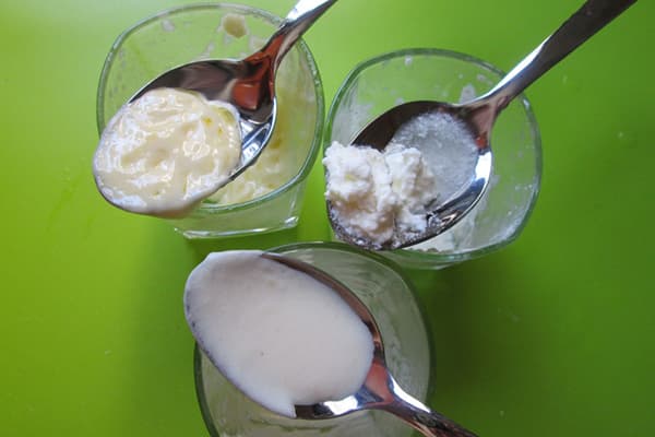 Différents types de mayonnaise chauffée
