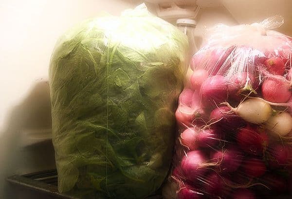 Sayur-sayuran di dalam peti sejuk