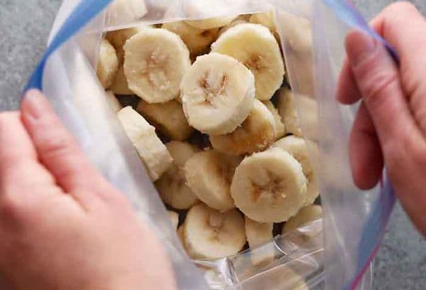 bananes congelées dans un emballage