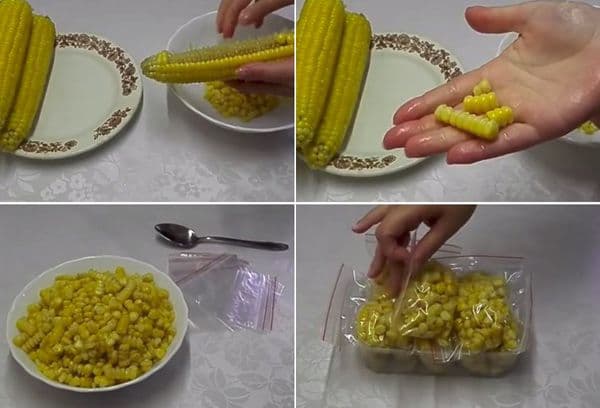Freezing corn kernels
