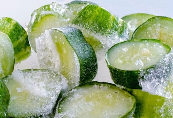 Frozen cucumbers in circles