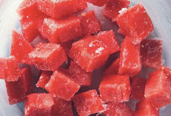 Freeze watermelon cubes
