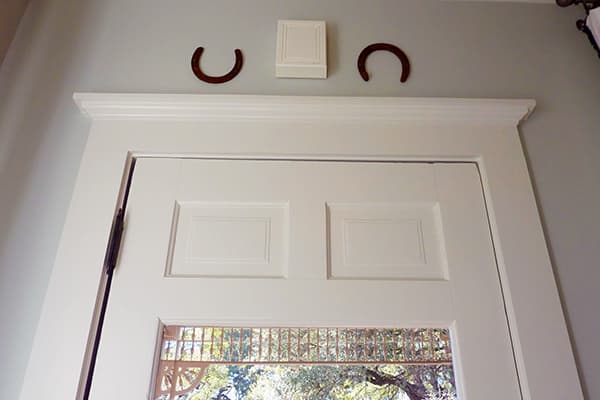 Two horseshoes above the door